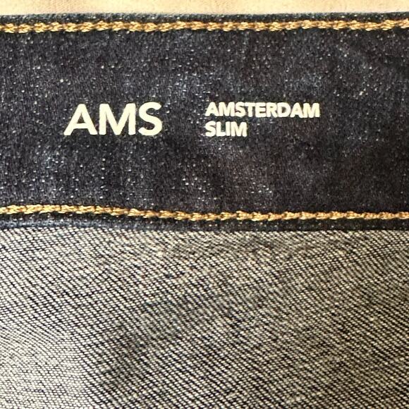 Warp + Weft Amsterdam Slim Jeans Mens Actual Size 39x30 Dark Blue Denim Straight - Picture 6 of 11